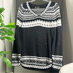 Dark Gray & White Alpaca Fair Isle Sweater